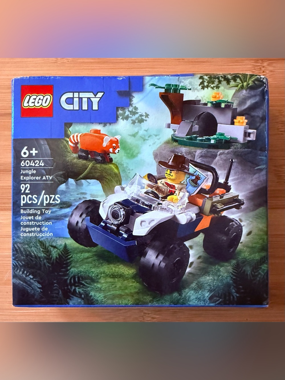 LEGO City Blue White Orange Off-Road Buggy with Minifigure & Red Panda